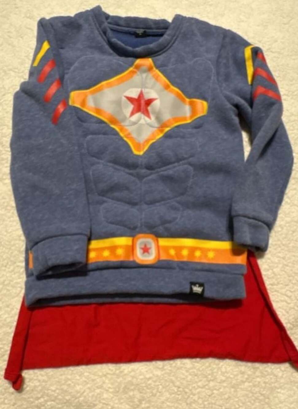 Littlest Prince Superhero Muscle Costume Sweatshirt With Cape Size 6